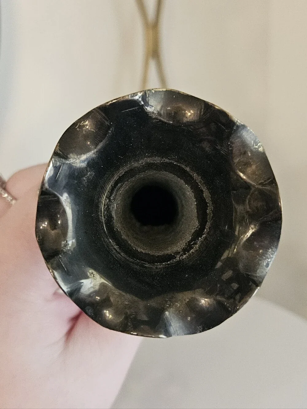 Vintage Brass Floral Etched Vase